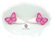 Laden Sie das Bild in den Galerie-Viewer, Haarspängchenset Schmetterling rosa + Blatt